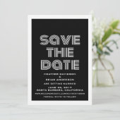 Retro Save the Date-uitnodiging, Zwart Kaart (Staand voorkant)