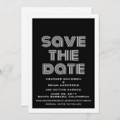 Retro Save the Date-uitnodiging, Zwart Kaart (Voorkant / Achterkant)