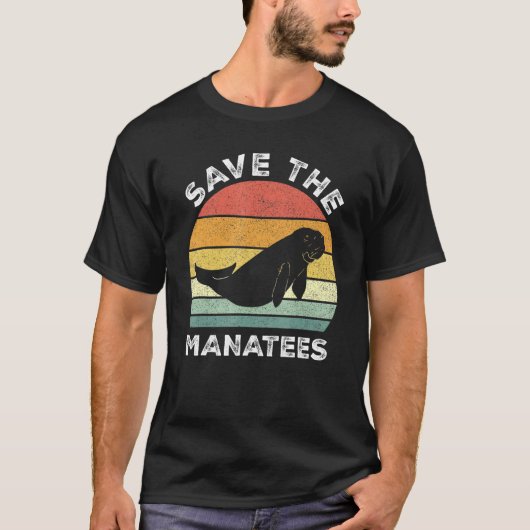 Retro Save The Manatees Shirt  Dierenvriend (Voorkant)