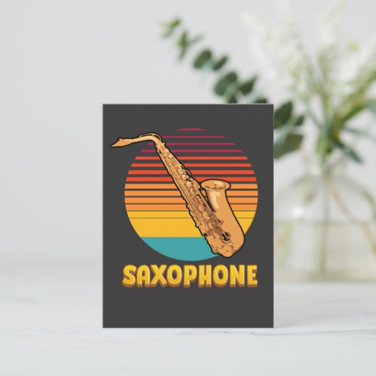 Retro Saxofoon Briefkaart (Staand voorkant)