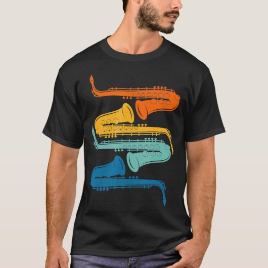  Retro Saxophone T-shirt (Voorkant)