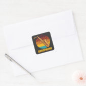 Retro Saxophone Vierkante Sticker (Envelop)