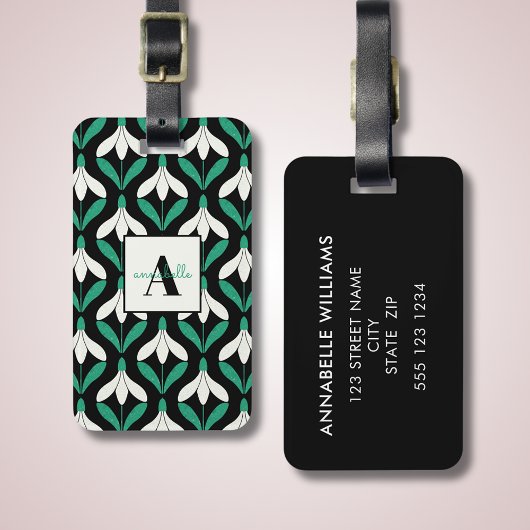 Retro Scandi Mid Century Modern Sneeuwdruppelpatro Bagagelabel