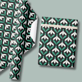 Retro Scandi Mid Century Modern Sneeuwdruppelpatro Cadeaupapier