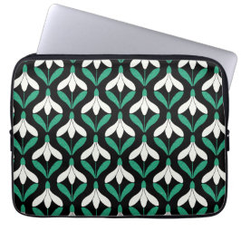 Retro Scandi Mid Century Modern Sneeuwklokje patro Laptop Sleeve
