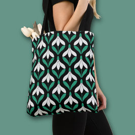 Retro Scandi Mid Century Modern Sneeuwklokje patro Tote Bag