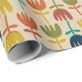 Retro Scandi Tulips Mideeuwse Floral Pattern Cadeaupapier (Rol Hoek)