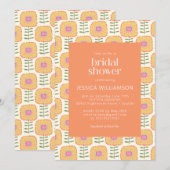 Retro Scandi Yellow Oranje Flower Vrijgezellenfees Kaart (Voorkant / Achterkant)