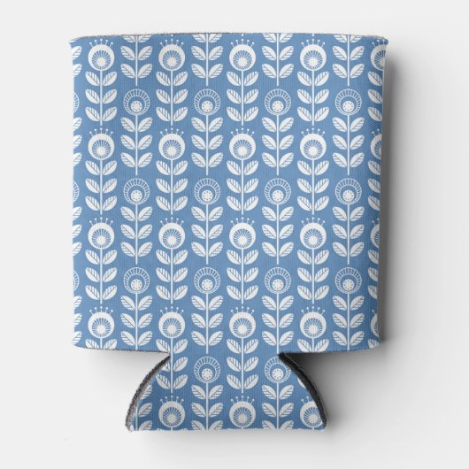 Retro Scandinavian Blue Pattern Blikjeskoeler (Voorkant)