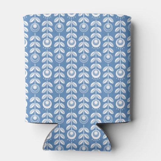 Retro Scandinavian Blue Pattern Blikjeskoeler (Achterkant)