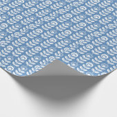 Retro Scandinavian Blue Pattern Cadeaupapier (Hoek)