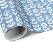Retro Scandinavian Blue Pattern Cadeaupapier (Rol Hoek)