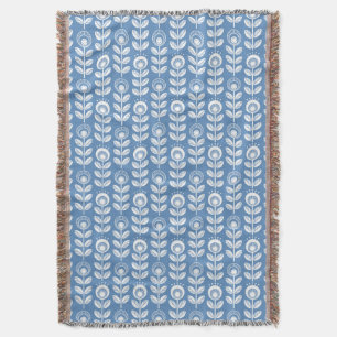 Retro Scandinavian Blue Pattern Deken