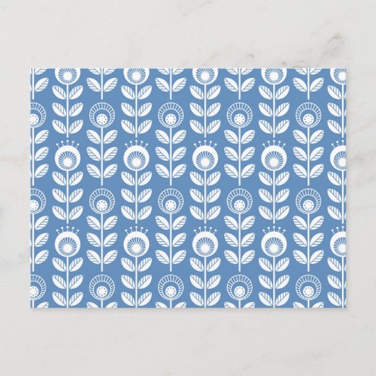 Retro Scandinavian Blue Pattern Feestdagenkaart (Voorkant)