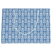 Retro Scandinavian Blue Pattern Groot Cadeauzakje (Voorkant)