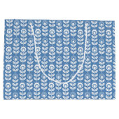 Retro Scandinavian Blue Pattern Groot Cadeauzakje (Achterkant)