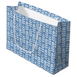 Retro Scandinavian Blue Pattern Groot Cadeauzakje