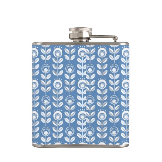 Retro Scandinavian Blue Pattern Heupfles (Achterkant)