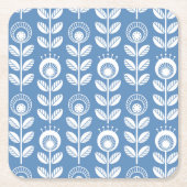 Retro Scandinavian Blue Pattern Kartonnen Onderzetters (Voorkant)