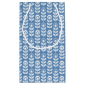 Retro Scandinavian Blue Pattern Klein Cadeauzakje (Achterkant)