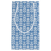 Retro Scandinavian Blue Pattern Klein Cadeauzakje (Voorkant)