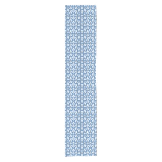 Retro Scandinavian Blue Pattern Korte Tafelloper (Voorkant)
