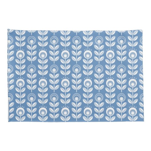 Retro Scandinavian Blue Pattern Kussensloop (Achterkant-Rechts)
