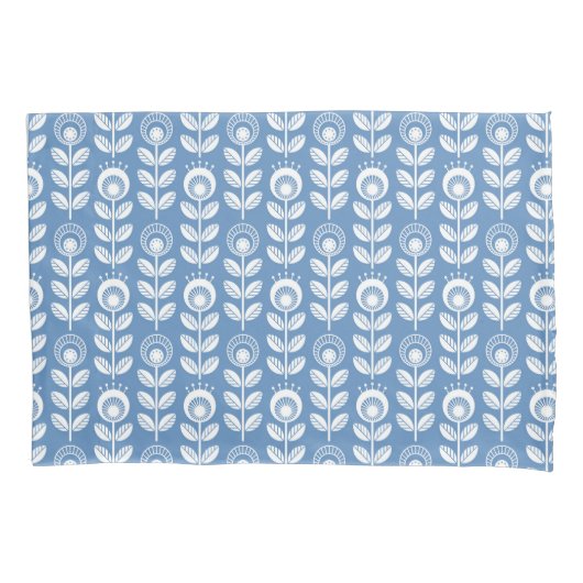 Retro Scandinavian Blue Pattern Kussensloop (Voorkant-Links)