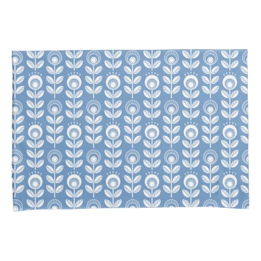 Retro Scandinavian Blue Pattern Kussensloop (Voorkant-Rechts)