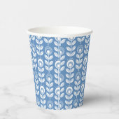 Retro Scandinavian Blue Pattern Papieren Bekers (Rechts)