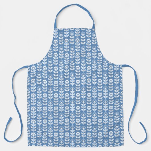 Retro Scandinavian Blue Pattern Schort (Voorkant)