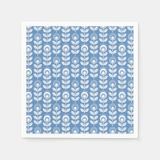 Retro Scandinavian Blue Pattern Servet (Voorkant)