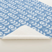Retro Scandinavian Blue Pattern Sherpa Deken (3/4)