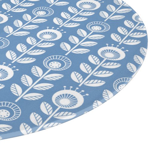 Retro Scandinavian Blue Pattern Snijplank (Hoek)