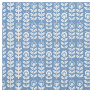 Retro Scandinavian Blue Pattern Stof