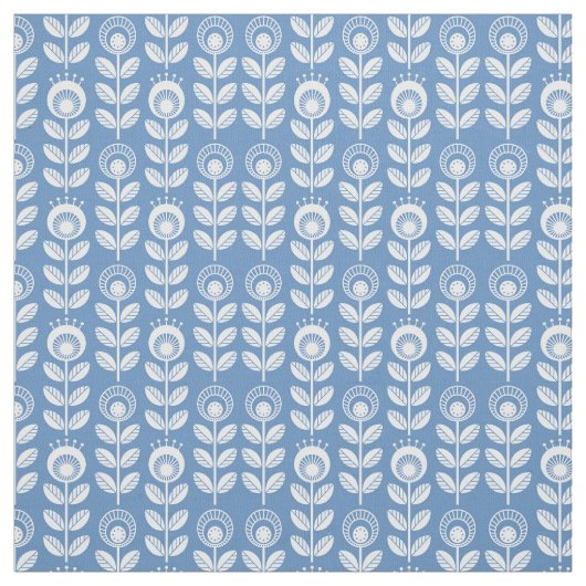 Retro Scandinavian Blue Pattern Stof (Swatch)