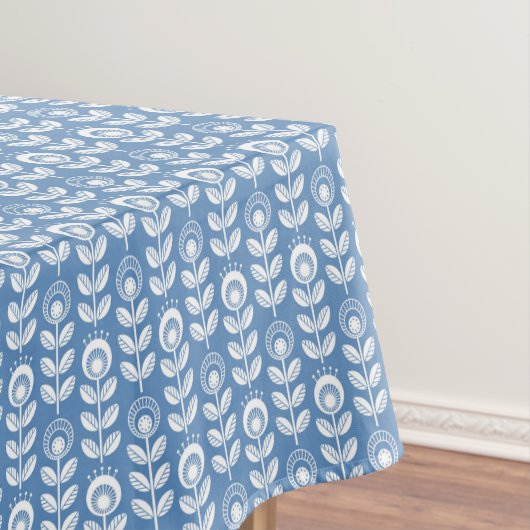 Retro Scandinavian Blue Pattern Tafelkleed (Voorbeeld)