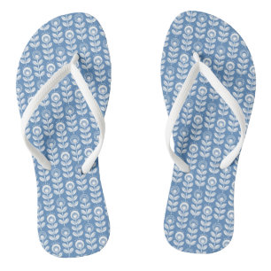 Retro Scandinavian Blue Pattern Teenslippers