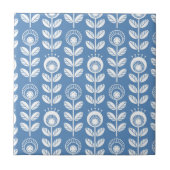 Retro Scandinavian Blue Pattern Tegeltje (Voorkant)
