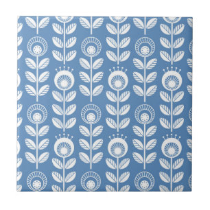 Retro Scandinavian Blue Pattern Tegeltje