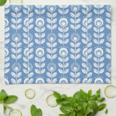 Retro Scandinavian Blue Pattern Theedoek (Gevouwen)