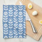 Retro Scandinavian Blue Pattern Theedoek (Quarter Fold)
