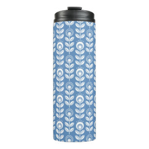 Retro Scandinavian Blue Pattern Thermosbeker