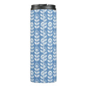 Retro Scandinavian Blue Pattern Thermosbeker (Achterkant)