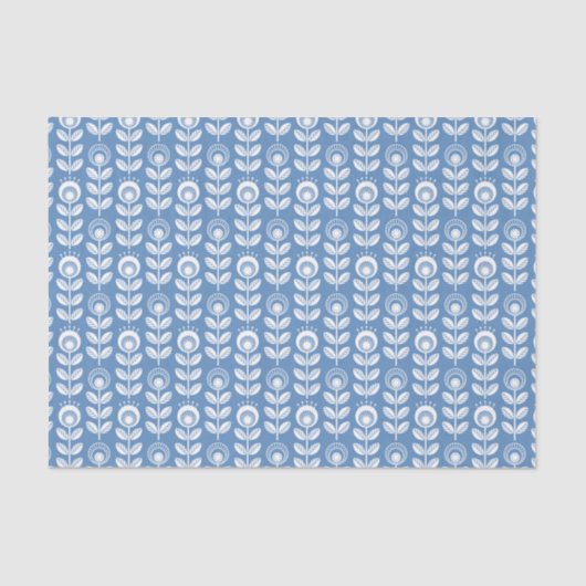 Retro Scandinavian Blue Pattern Tissuepapier (Voorkant)