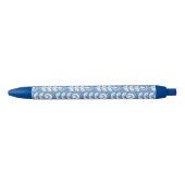 Retro Scandinavian Blue Pattern Zwarte Inkt Pen (Voorkant)