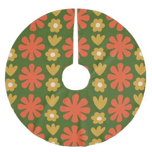 Retro Scandinavian Floral Kerstmis Kerstboom Rok (Voorkant)