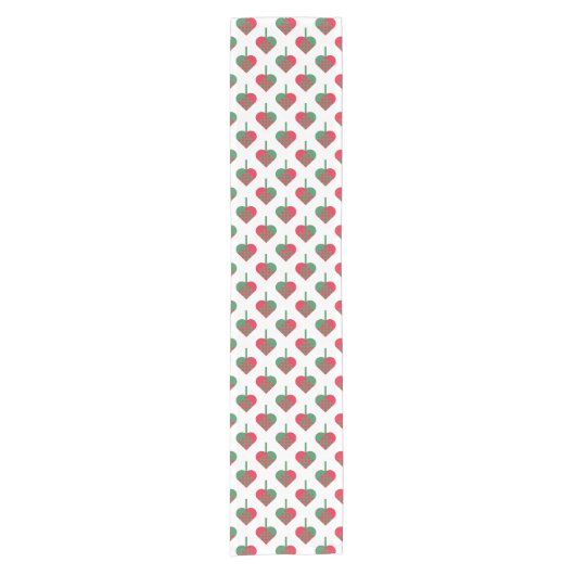 Retro Scandinavian Kerstmis Hearts Pattern Korte Tafelloper (Voorkant)