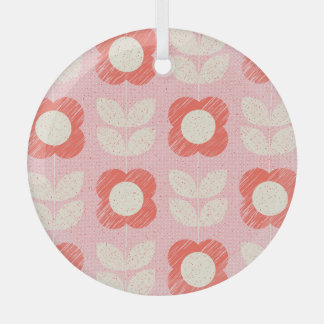 Retro Scandinavisch gestileerde bloemnaadloos Glas Ornament