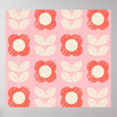 Retro Scandinavisch gestileerde bloemnaadloos Poster (Voorkant)